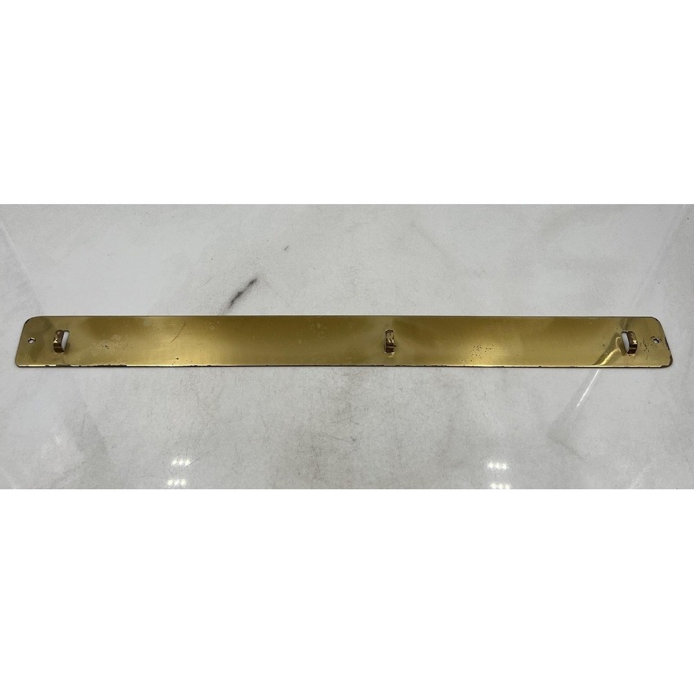 Vintage Brass Wall Mount Coat Rack 3 Hook Towel Bar Gold Tone Mid Century 19.5in